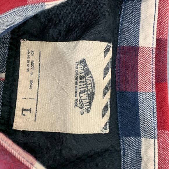 Vans off The Wall Button Up Shirt Mens Large Plaid Cotton Long Sleeve - Picture 12 of 16